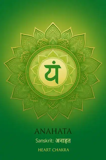 “heart chakra meditation with green rose quartz and YAM mantra”