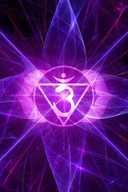 “third eye chakra meditation with indigo crystal and OM mantra”
