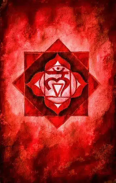 “root chakra meditation with red crystal and LAM mantra”