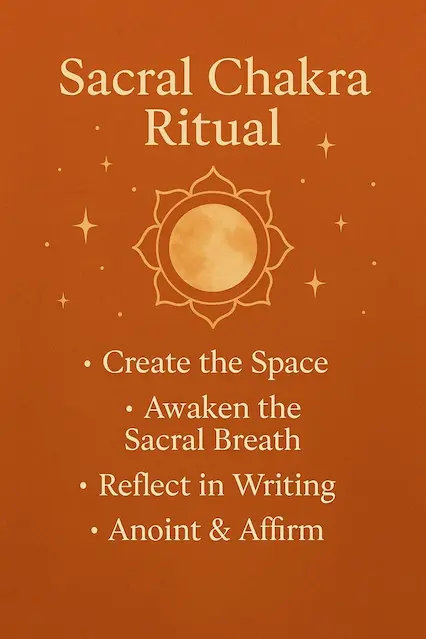 The second of seven chakras is the Sacral Chakra, “meditation focusing on sacral chakras for creativity and emotion.”