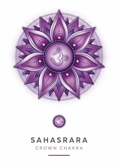 “crown chakra meditation with violet crystal and OM mantra”