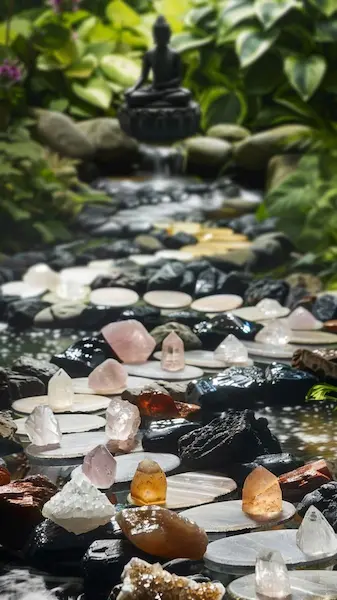 Cleansing crystal under clean running water to remove negative energy