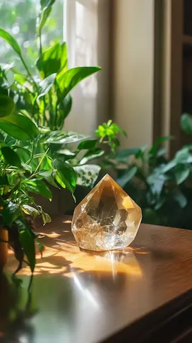 Natural crystal energy recharging in sunlight for positivity